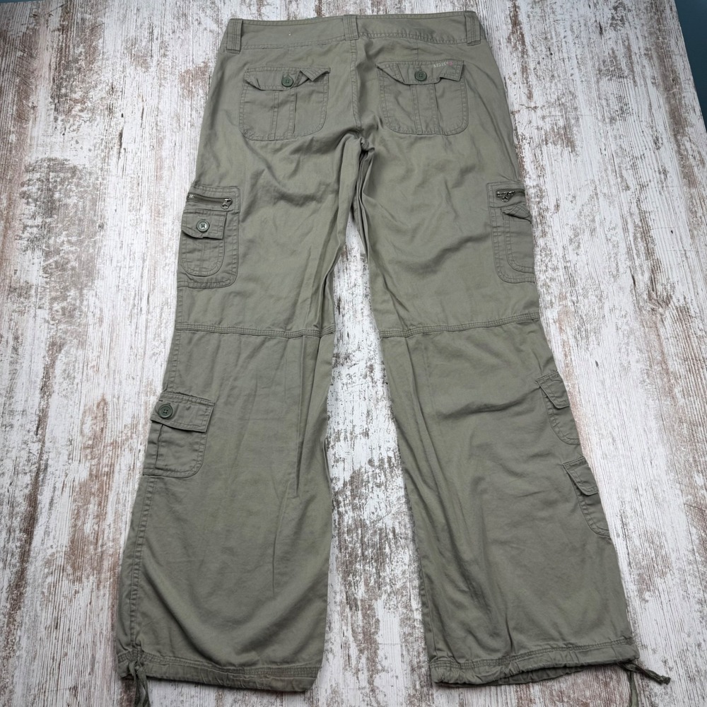 VTG Y2K Aeropostale 7/8 Green Cargo Pants Wide Leg Utility Baggy Steetwear - Picture 2 of 12